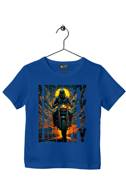 Children's t-shirt with prints Biker. Biker, freedom, motorcyclist, tourism, travel. 2070702