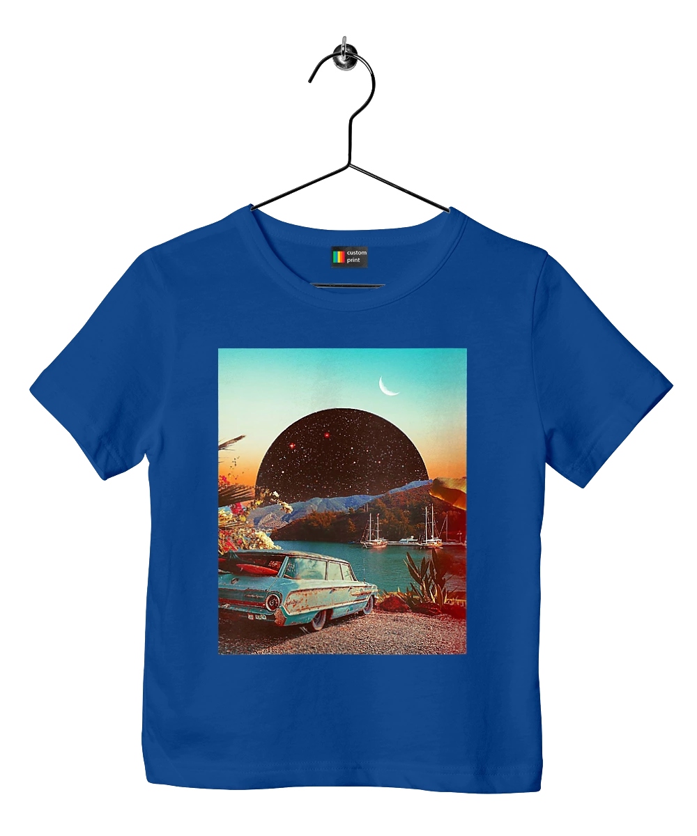 Painting, car by the river