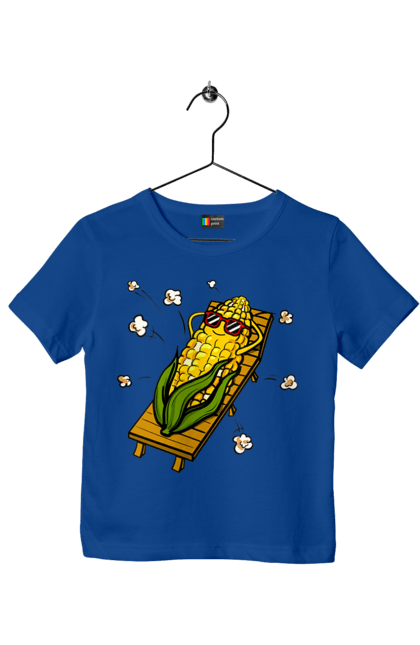 Футболка дитяча з принтом "Кукурудза Загоряє На Лежаках". Кукурудза, лежак, попкорн. 2070702