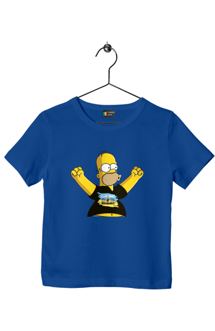 Футболка дитяча з принтом "Сімпсон та російський корабель". Війна, гомер, гомер сімпсон, марка корабель, патріот, перемога, російський корабель, сімпсон, україна. 2070702