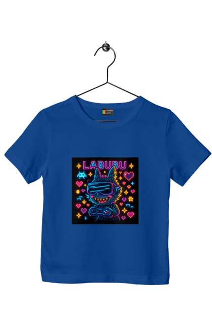 Футболка дитяча з принтом "Лабубу". Vrочки, геймеркультура, геймпад, іконкиаркади, кіберарт, лабубу, неонгеймінг, піксельарт, ретроаркада, світиться. 2070702