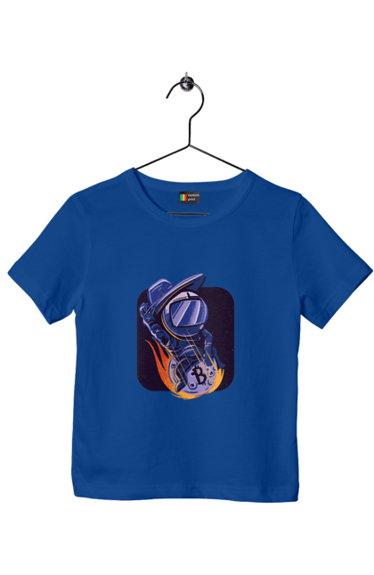 Футболка дитяча з принтом "Космо біткоїн". Биткоин, бінарний, біткоїн, біткойн, валюта, гроші, крипто, програміст, хакер. 2070702