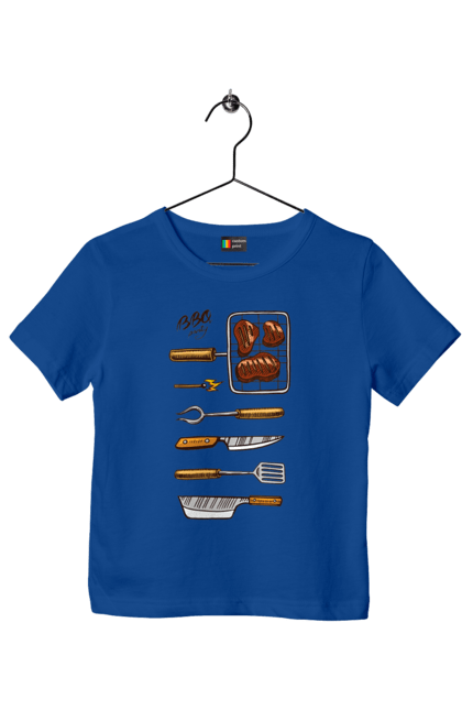 Футболка дитяча з принтом "Барбекю Паті". Барбекю, м`ясо, смажити. 2070702