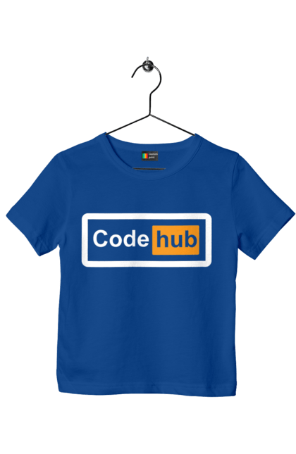 Футболка дитяча з принтом "Код хаб". Айті, айтішник, для айтішника, для програміста, код хаб, подарунок айтішнику, подарунок програмісту, програміст, розробник. 2070702