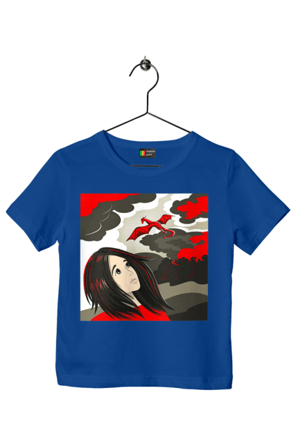 Children's t-shirt with prints Girl and dragon. Dragon, fantasy, romance, young woman. 2070702