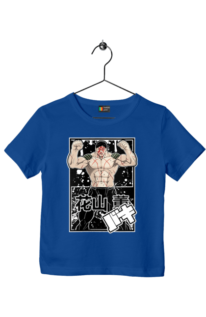 Футболка дитяча з принтом "Боєць Бакі Ханаяма Каору". Anime, baki, baki the grappler, kaoru hanayama, manga, аніме, боєць баки, манга, ханаяма, ханаяма каору. 2070702