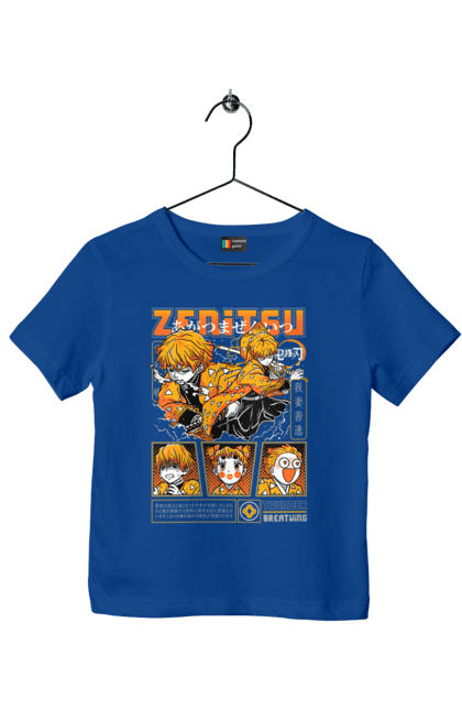 Children's t-shirt with prints Demon Slayer Zenitsu. Anime, demon slayer, kimetsu no yaiba, manga, serial, zenitsu, zenitsu agatsuma. 2070702