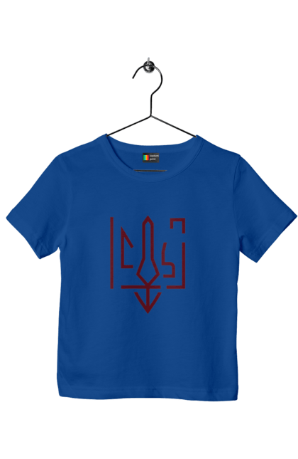 Футболка дитяча з принтом "Тризуб мінімалізм". Герб, герб україни, патріотичне, україна, українська символіка, українське. 2070702
