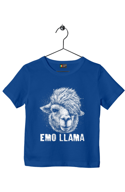 Футболка дитяча з принтом "Емо Лама". Alpaca, animals, distressed, emo, funny, llama, vintage, емо, лама. 2070702