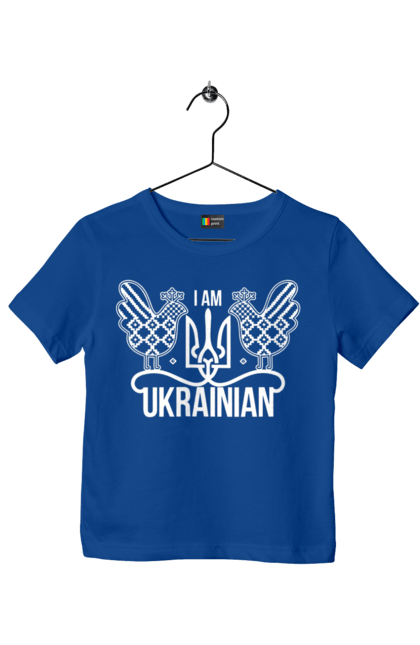 Children's t-shirt with prints I am Ukrainian. Embroidery, i am ukrainian, like zelensky`s, patriotic. 2070702