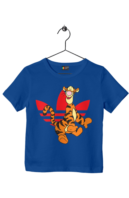 Футболка детская с принтом Adidas Тигра. Adidas, tigger, winnie-the-pooh, адидас, винни пух, мультсериал, тигр, тигра. 2070702