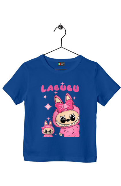 Футболка дитяча з принтом "Лабубу". Іграшка лабубу, лабубу, лабубу кока кола, мерч лабубу, мила, рожева лабубу, смішна лабубу. 2070702