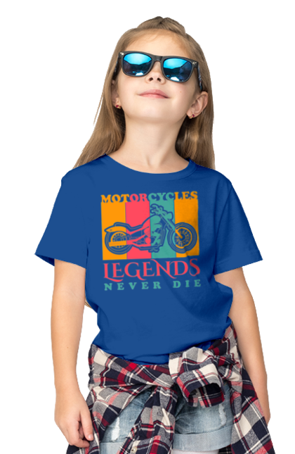 Футболка дитяча з принтом "мотоцикл легенда". Легенда, мотоспорт, мотоцикл. 2070702