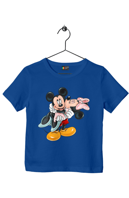 Футболка детская с принтом Микки Маус и Минни Маус. Mickey mouse, minnie mouse, дисней, микки, микки маус, минни маус, мультфильм. 2070702