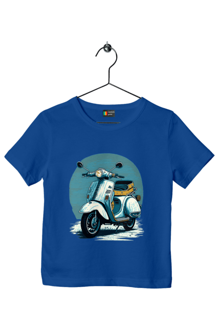 Children's t-shirt with prints Scooter. Moped, scooter, speed, summer, vacation. 2070702