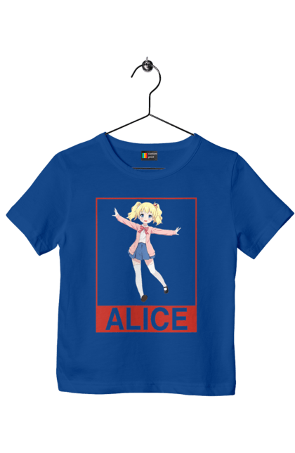 Children's t-shirt with prints Kiniro Mosaic Alice Cartelet. Alice, alice cartelet, anime, gold mosaic, kiniro mosaic, kinmoza, manga. 2070702