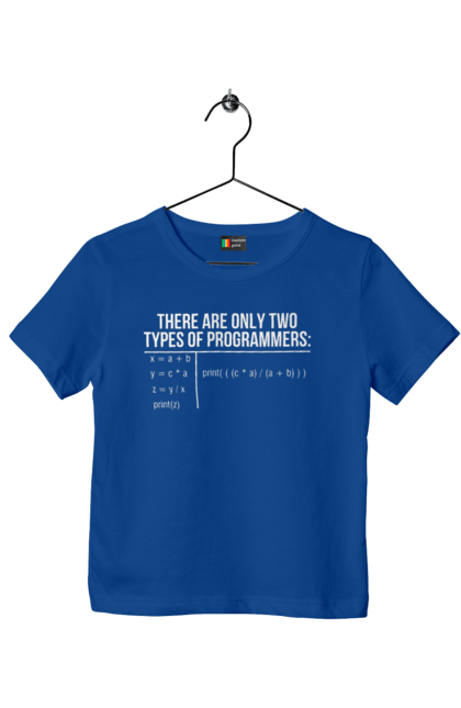 Футболка дитяча з принтом "Два типи програмістів". Два програмісти, два типи, два типи програмістів, жарт it, мак адреса, програма, програміст, програмісти жартують, технічне завдання, фрілансер. 2070702