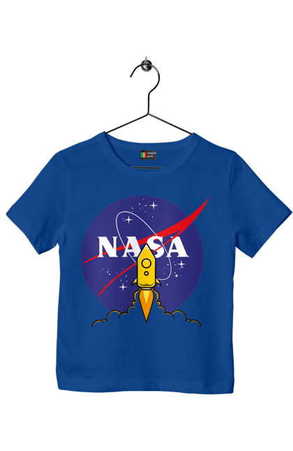 Children's t-shirt with prints NASA. Aeronautics, astronautics, aviation, nasa, research, rocket, science, space, technologies, usa. 2070702