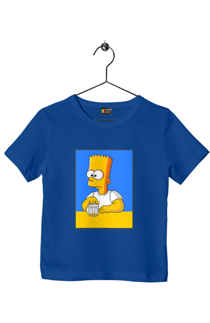 Футболка дитяча з принтом "Барт любитель пива". Барт, барт сімпсон, мультперсонажі, мультфільми, сімпсони, український прапор. 2070702
