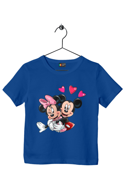 Футболка детская с принтом Микки Маус и Минни Маус. Mickey mouse, minnie mouse, дисней, микки, микки маус, минни маус, мультфильм. 2070702