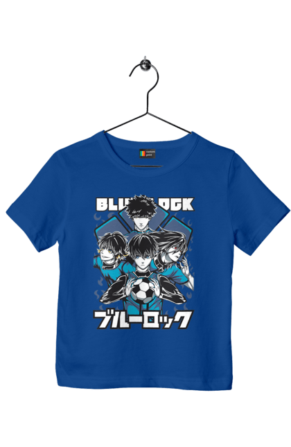 Children's t-shirt with prints Blue Lock. Anime, blue lock, blue prison, manga, sport, sports anime. 2070702