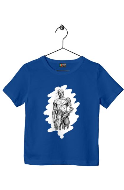 Children's t-shirt with prints Cyborgs of ukraine. Cossack, cyborg, forelock, patriot, pistol, ukrainian, vusa, zbroya. 2070702