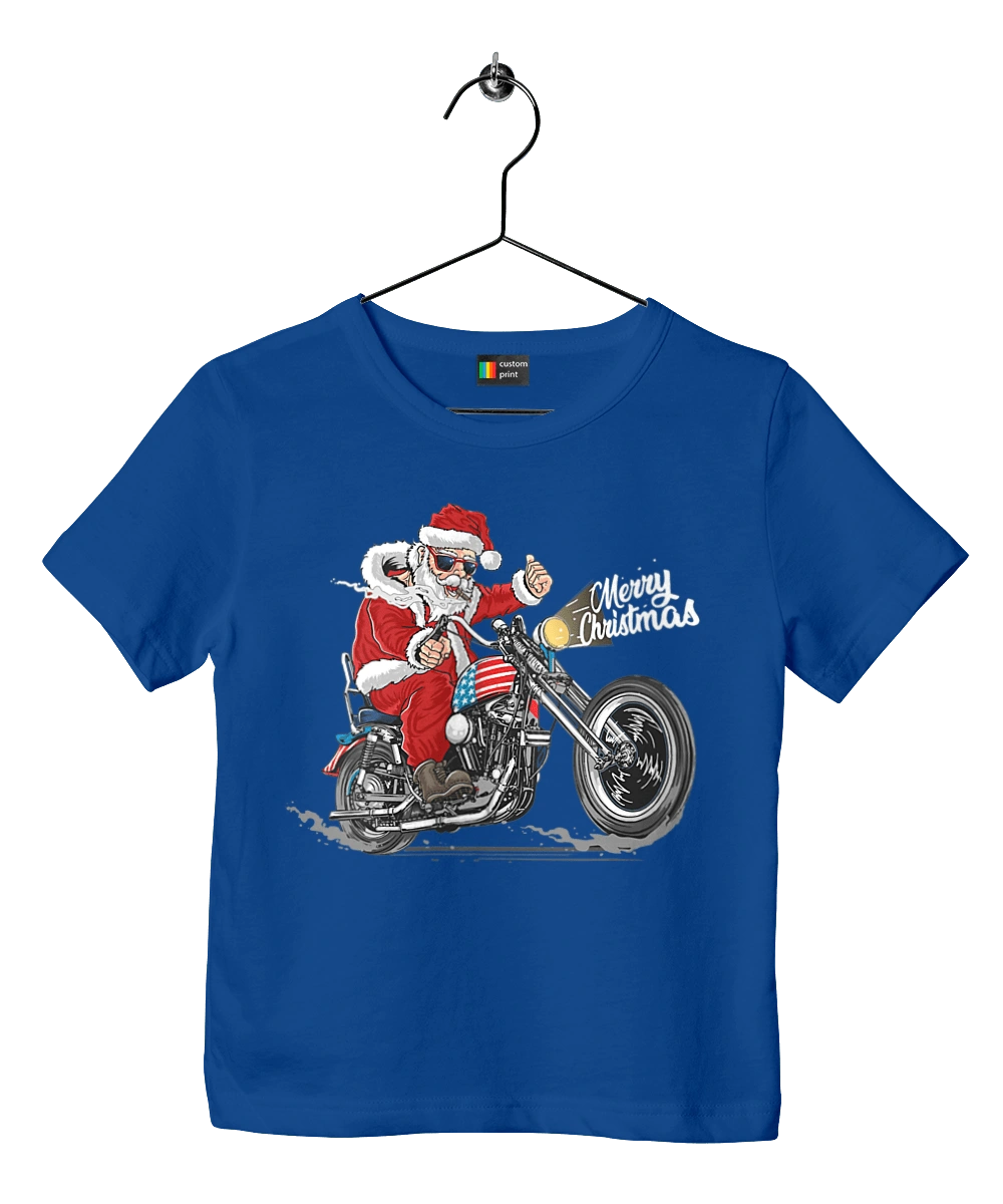 Санта в окулярах на мотоциклі