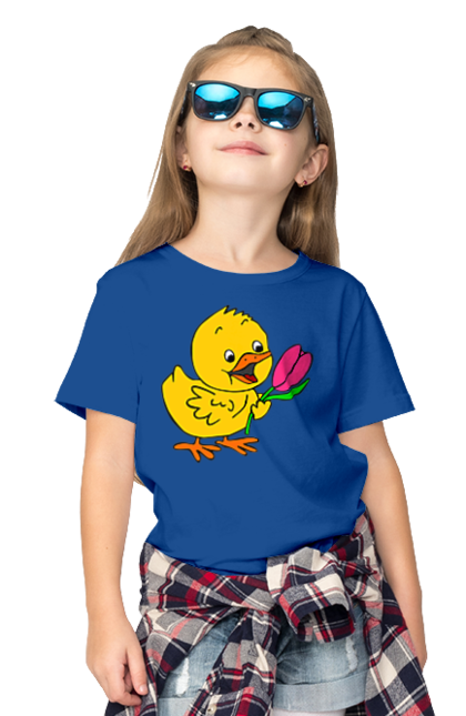 Футболка дитяча з принтом "Курча З Тюльпаном". Курча, тюльпан. 2070702