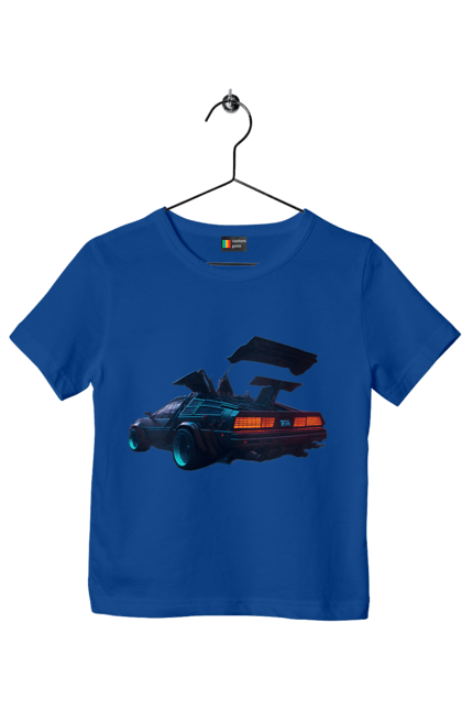 Children's t-shirt with prints DeLorean from back to the future. Car, delorean, from film. 2070702