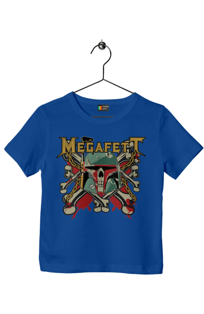 Children's t-shirt with prints Megafett. Bob fett, boba fett, clone, head hunter, megadeth, megafett, star wars. 2070702