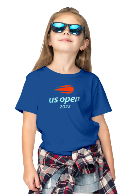 Футболка дитяча з принтом "Тенісний турнір US Open 2022". Великий теніс, відкритий чемпіонат, гравці, м`яч, нью йорк, призовий фонд, ракетка, турнір на ґрунті, хард, чемпіонат америки. aslan