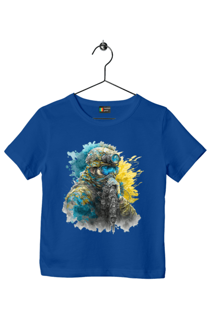 Футболка дитяча з принтом "Снайпер ЗСУ". Армія, зсу, прапор україни, символи україни, снайпер, солдат, україна. 2070702