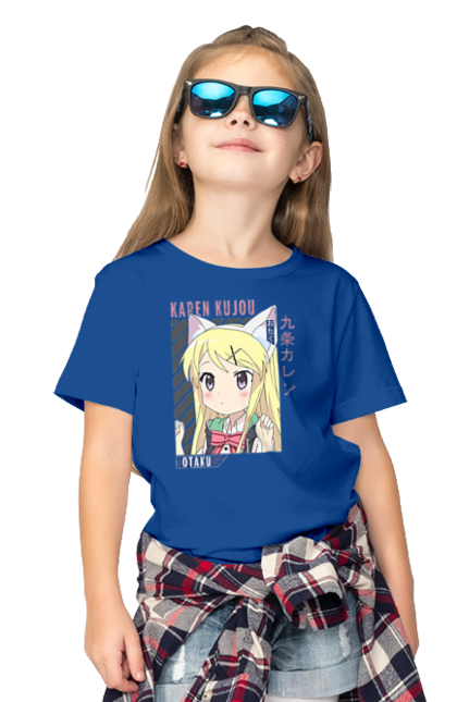 Children's t-shirt with prints Kiniro Mosaic Karen Kujo. Anime, gold mosaic, karen, karen kujo, kiniro mosaic, kinmoza, manga. 2070702