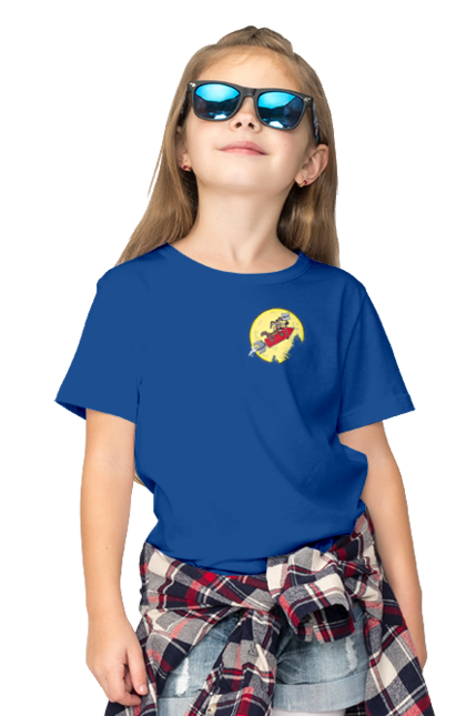 Children's t-shirt with prints Wile E. Coyote. Anti-hero, cartoon character, fast and bold, funny melodies, kayot, north american cayot, thief, villas, wiley, wili kayot. 2070702