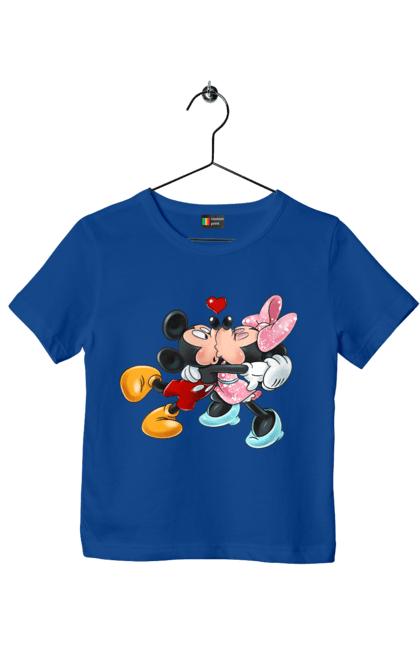 Футболка детская с принтом Микки Маус и Минни Маус. Mickey mouse, minnie mouse, дисней, микки, микки маус, минни маус, мультфильм. 2070702