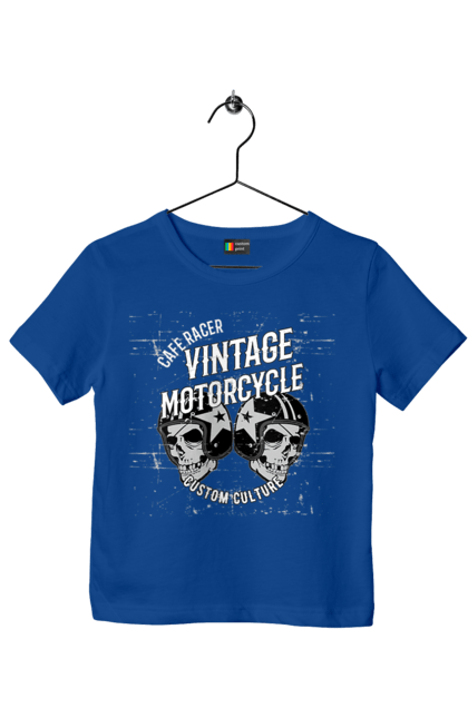 Футболка дитяча з принтом "мото вантажу". Вінтаж, мото, череп, шолом. 2070702