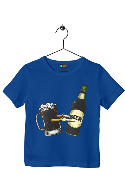 Футболка дитяча з принтом "Пляшка Пива З Келихом Пива". Келих, пиво, пляшка. 2070702