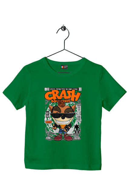 Футболка дитяча з принтом "Crash Bandicoot". Аварія, бандикут, гра, ігрова приставка, краш бандікут, тварина. Funkotee
