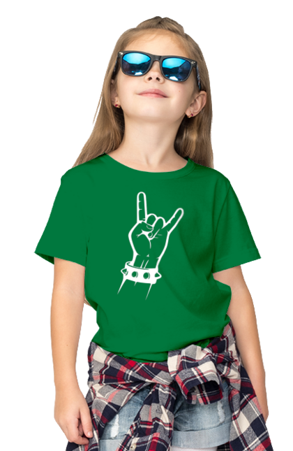 Футболка дитяча з принтом "Рок Жест". Грай, давай, движ, заклик, коза, музика, напрямок, пальці, панк рок, рок, рок н ролл, рука, рух, символ, стиль, стильний, субкультура, схвалення, хард рок. CustomPrint.market