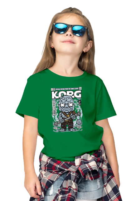 Футболка дитяча з принтом "Korg Ragnarok". Korg, korg ragnarok, дивуватися, евангерс, комікси, простір, рагнарок, тор. Funkotee