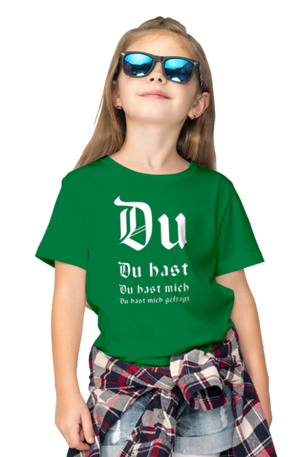 Футболка дитяча з принтом "Du Hast Рамштайн". Du hast, готичний, група, індастріал метал, концерт, ліндеманн, музика, німеччина, панк, пісня, рамштайн, рок, слова, текст, тілль. ART принт на футболках
