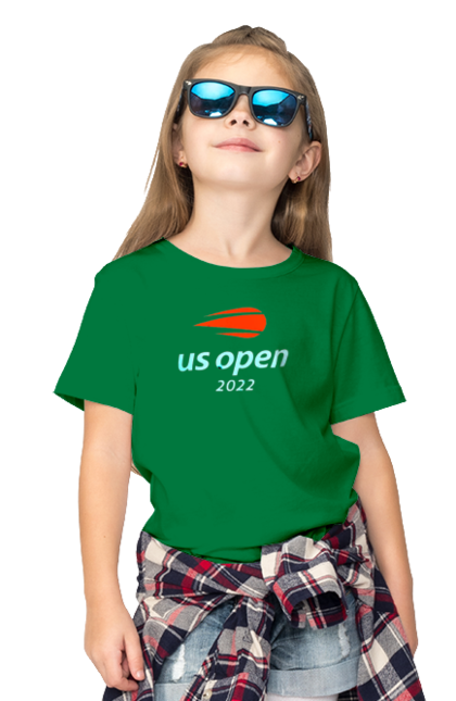 Футболка дитяча з принтом "Тенісний турнір US Open 2022". Великий теніс, відкритий чемпіонат, гравці, м`яч, нью йорк, призовий фонд, ракетка, турнір на ґрунті, хард, чемпіонат америки. futbolka.stylus.ua