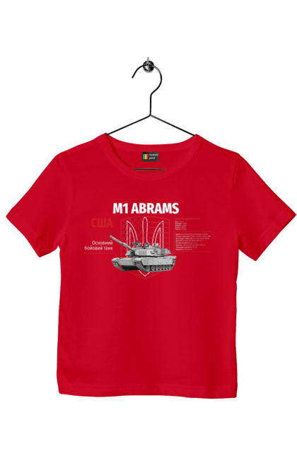 Футболка дитяча з принтом "M1 Abrams". Abrams, m1 abrams, залужний, зброя, танк. 2070702