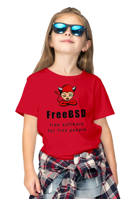 Футболка дитяча з принтом "Freebsd Для Вільних". Bsd, freebsd, unix, адміністратор, айті, айтішник, безкоштовна, безкоштовно, бестія, вільна, демон, демонесса, доступність, незалежність, операційна система, ос, програміст, програмне забезпечення, свобода, сисадмін, система, системний адміністратор, софт, текст, червоний, чорний. 2070702