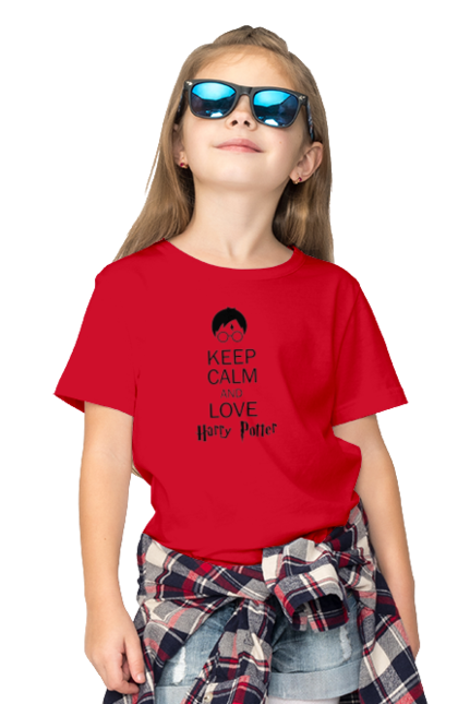 Футболка дитяча з принтом "Keep calm and love Harry Potter". Gryffindor, harry potter, hogwarts, keep calm, гаррі поттер, грифіндор, книга, фільм, франшиза, хогвартс. 2070702