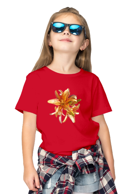 Children's t-shirt with prints Orange lily. Beauty, flower, lily, nature, orange, solar. 2070702