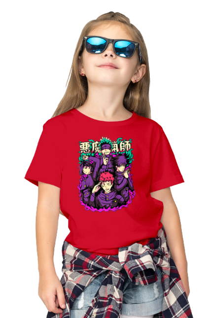 Children's t-shirt with prints Jujutsu Kaisen. Anime, dark fantasy, itadori, jujutsu kaisen, magic battle, manga, mystic, sukuna. 2070702