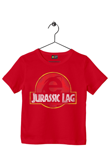 Children's t-shirt with prints Jurassic lag. Antiquity, browser, ie, internet explorer, jurassic park, lag, microsoft, not, windows. 2070702