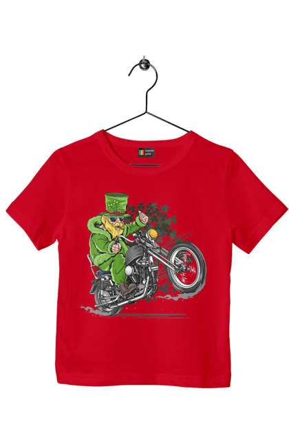 Children's t-shirt with prints Patrick On A Motorcycle. Holiday, motorcycle, patrick. 2070702