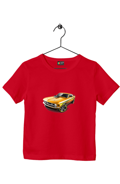 Футболка дитяча з принтом "Форд мустанг". Американська легенда, жовтий мустанг, культове авто, мустанг, потужне авто, форд мустанг, шелбі. 2070702